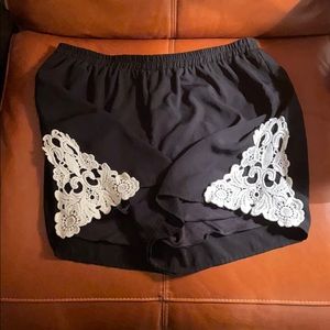 Black lace shorts
